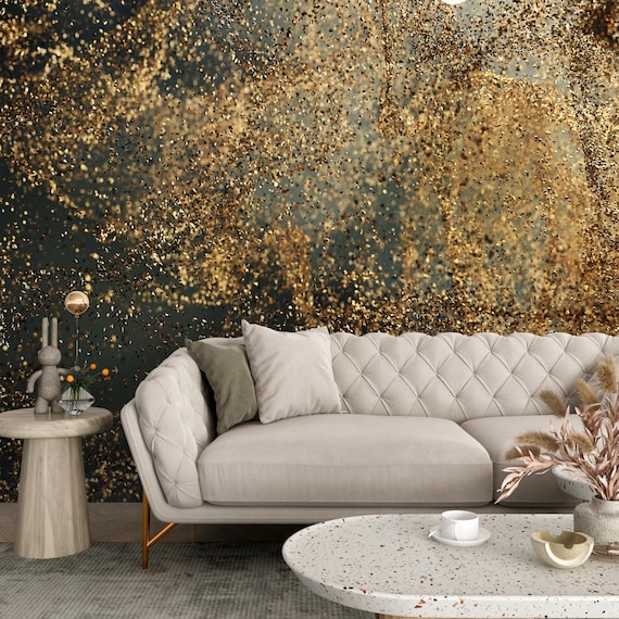 Gold accent wall wallpaper design